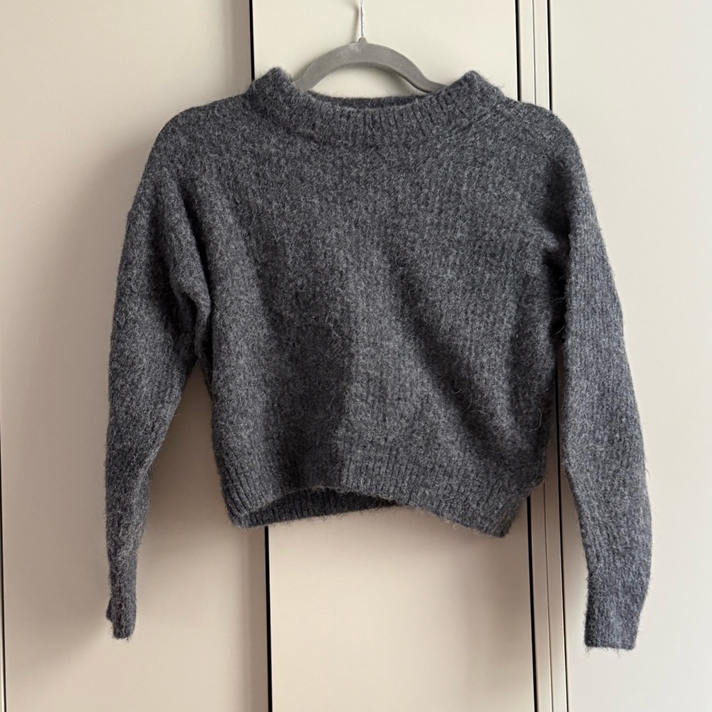 Everlane Heather Gray Cropped Crewneck Sweater